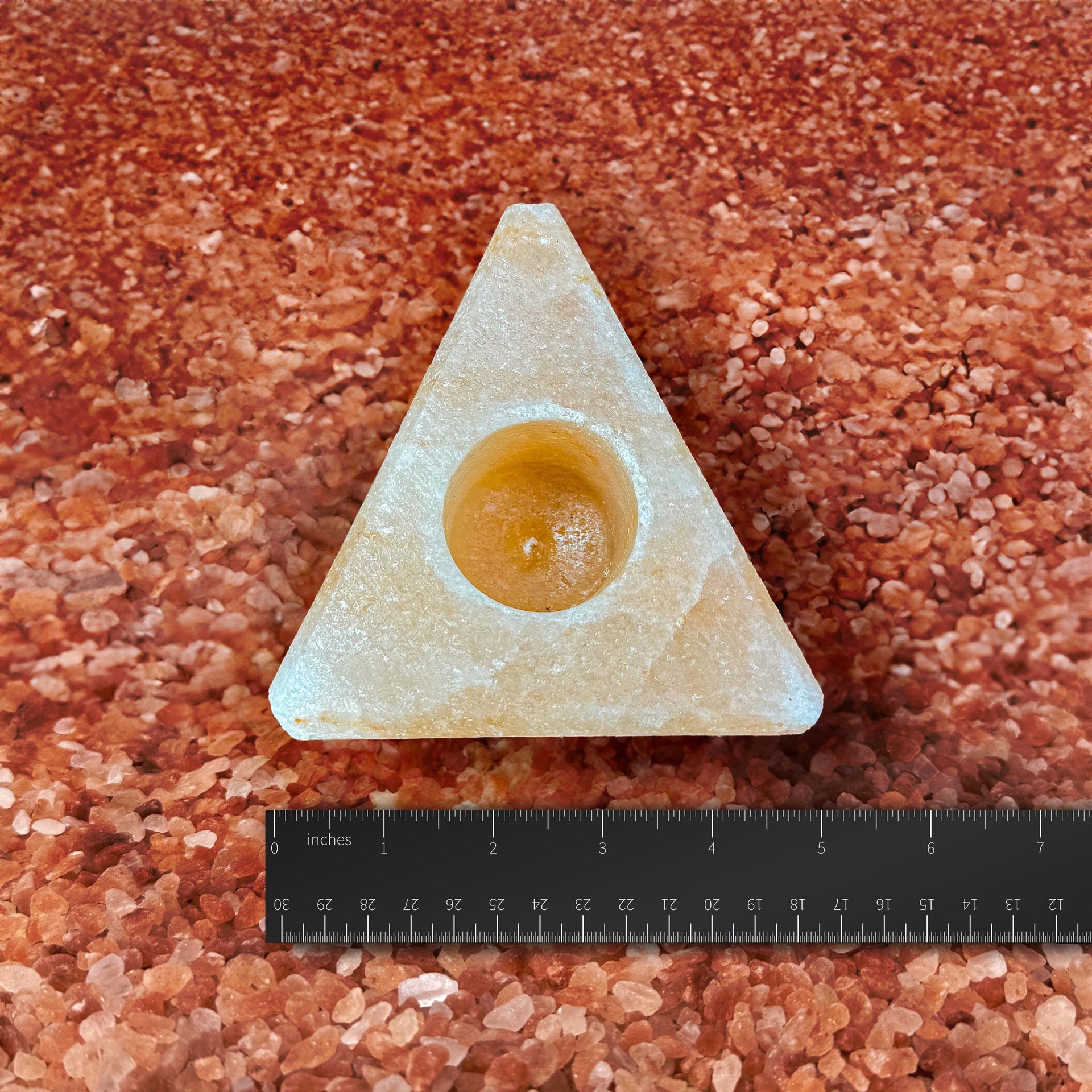 Triangle-Shaped Himalayan Salt Candle Holder: Hand-Carved Natural Decor