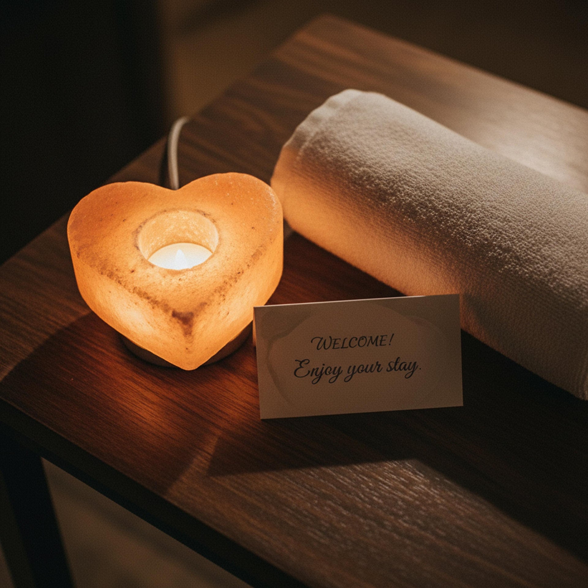 Heart-Shaped Himalayan Salt Candle Holder: Hand-Carved Natural Decor