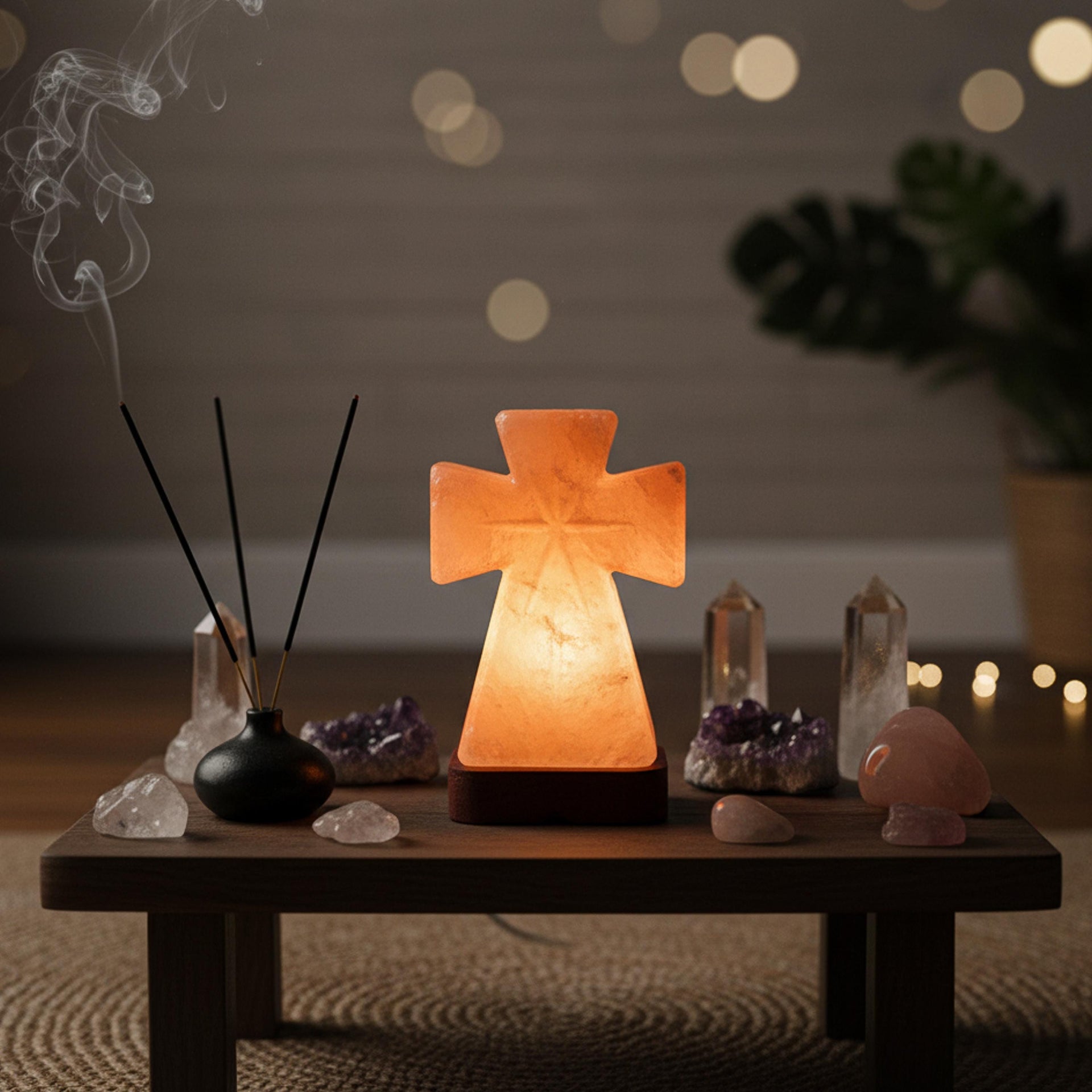 Cross Himalayan Pink Salt Lamp
