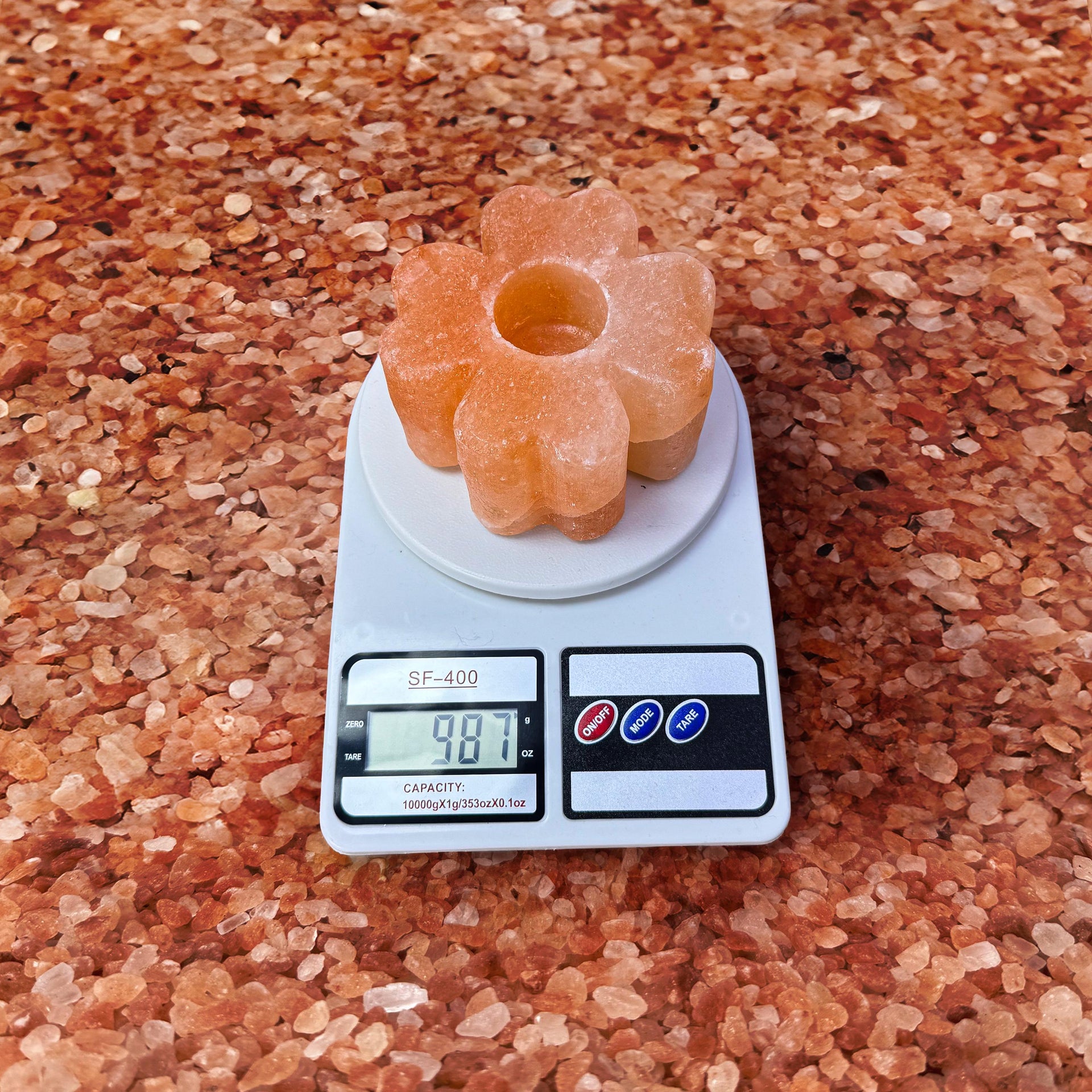 Flower-Shaped Himalayan Salt Candle Holder: Hand-Carved Natural Decor