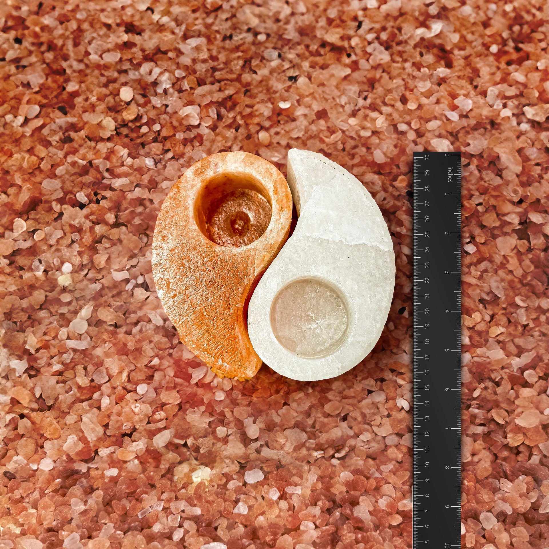 Ying Yang Himalayan Salt Candle Holder: Hand-Carved Natural Decor