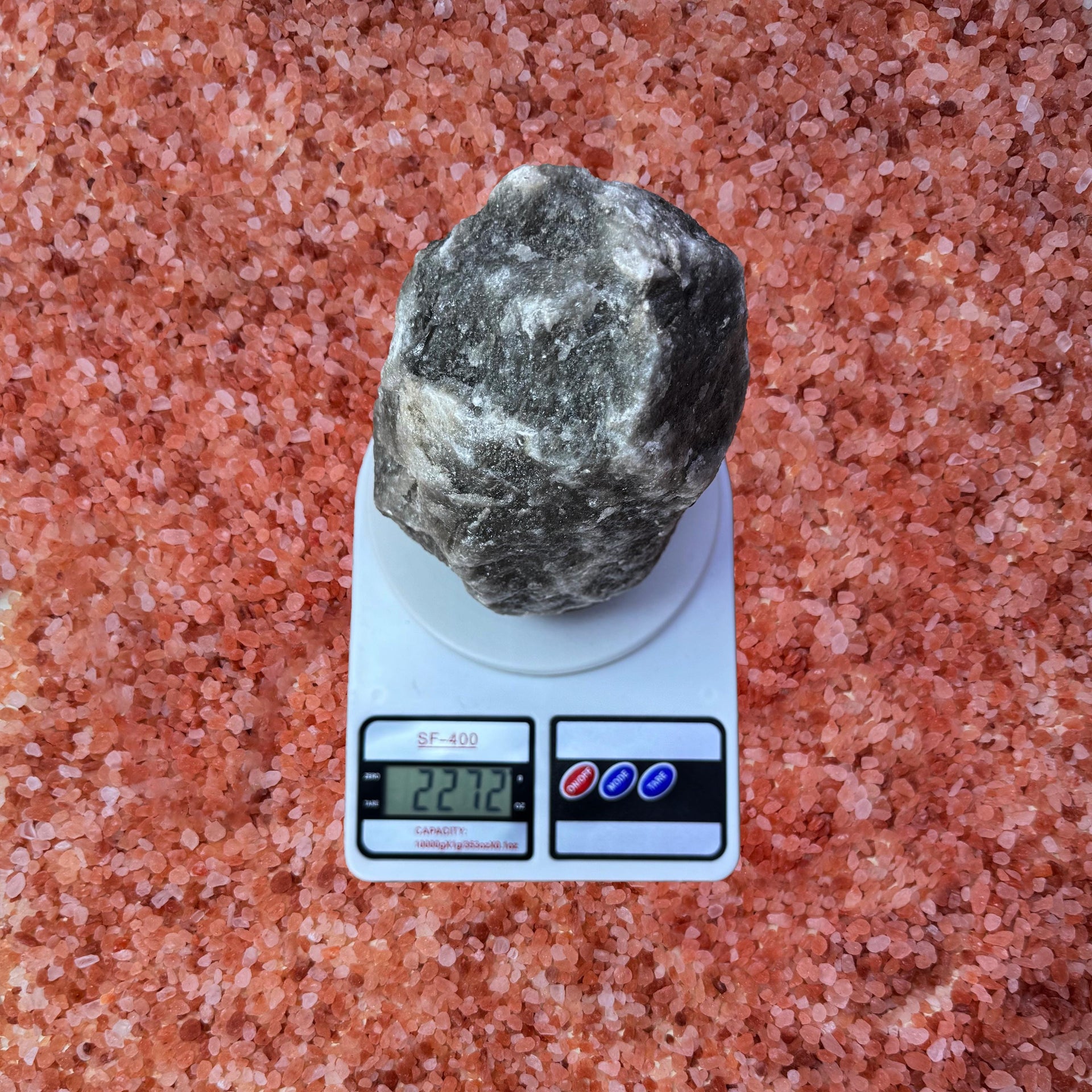 Handmade Grey Himalayan Salt Lamp: Natural Rock, Wood Base